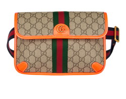 Small Ophidia Belt Bag, Canvas, Brown/Orange, 752597 525040, DB, 3*